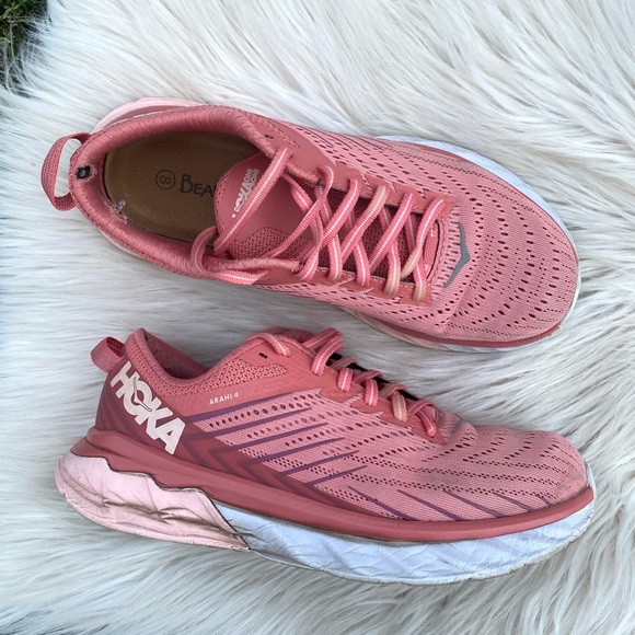 Hoka One One Shoes - HOKA ONE ONE Arahi 4 Pink Salmon White 7.5